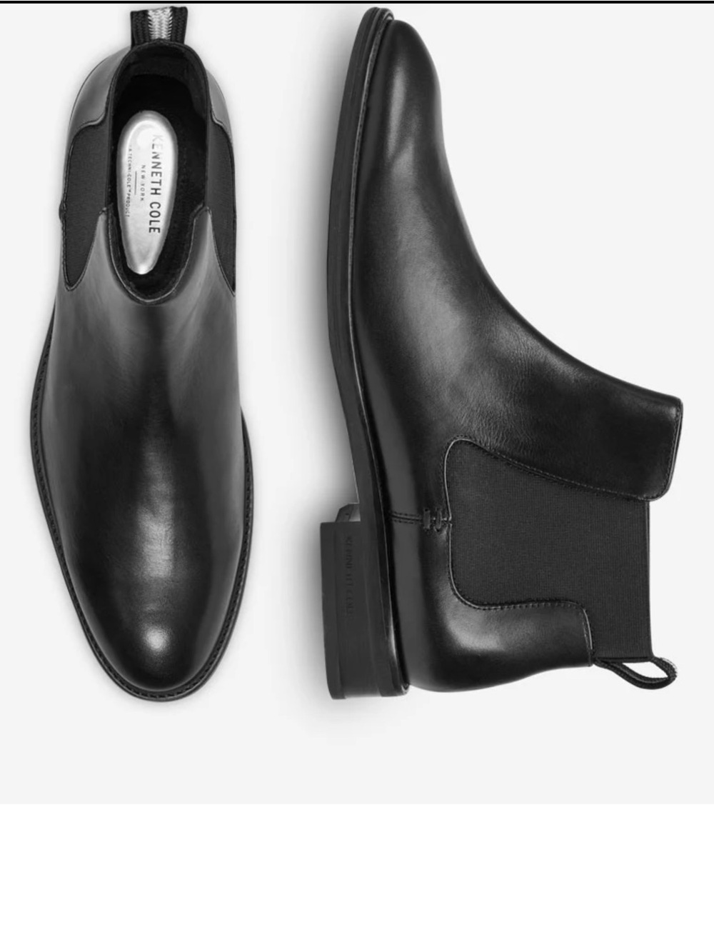 EUC Kenneth Cole Tully Chelsea Boot Black Leather Pebbled Size 11